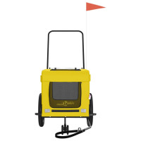 Miniatyr av produktbild för Cykelvagn för djur gul och svart oxfordtyg och järn
