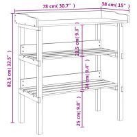 Produktbild för Växtbord med hyllor grå 78x38x82,5 cm massivt granträ