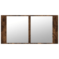 Produktbild för Spegelskåp med LED rökfärgad ek 90x12x45 cm akryl