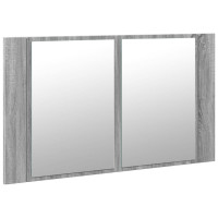 Produktbild för Spegelskåp med LED grå sonoma 80x12x45 cm akryl
