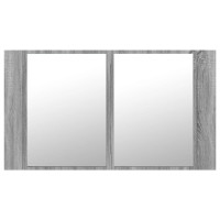 Produktbild för Spegelskåp med LED grå sonoma 80x12x45 cm akryl