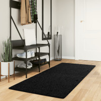 Produktbild för Ryamatta PAMPLONA lång lugg modern svart 80x200 cm