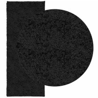Produktbild för Ryamatta PAMPLONA lång lugg modern svart 80x200 cm