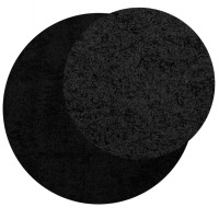 Produktbild för Ryamatta PAMPLONA lång lugg modern svart Ø 100 cm