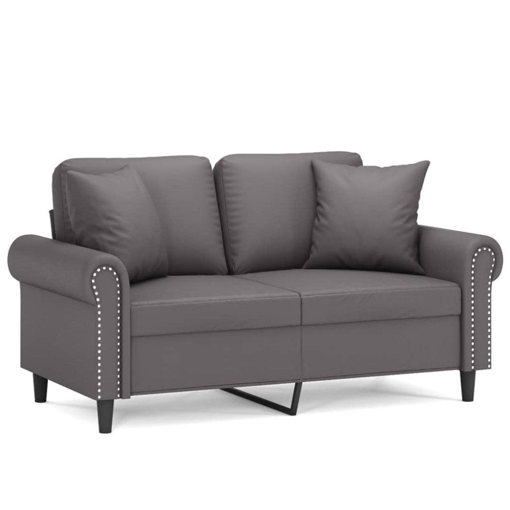 Produktbild för 2-sits soffa med prydnadskuddar grå 120 cm konstläder
