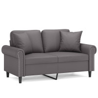 Produktbild för 2-sits soffa med prydnadskuddar grå 120 cm konstläder