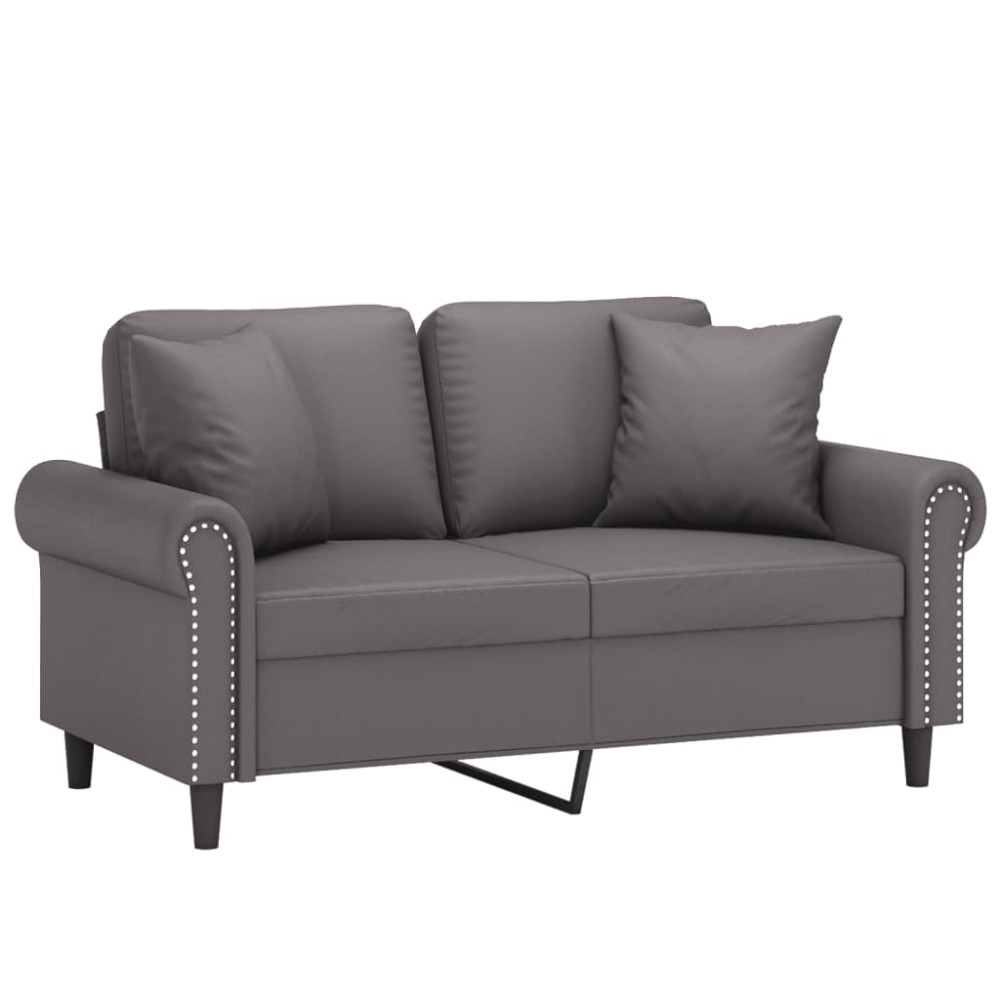 Produktbild för 2-sits soffa med prydnadskuddar grå 120 cm konstläder