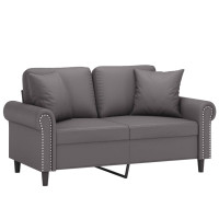 Produktbild för 2-sits soffa med prydnadskuddar grå 120 cm konstläder