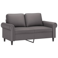 Produktbild för 2-sits soffa med prydnadskuddar grå 120 cm konstläder