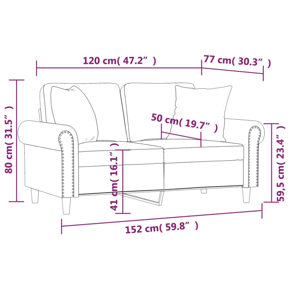 Produktbild för 2-sits soffa med prydnadskuddar grå 120 cm konstläder