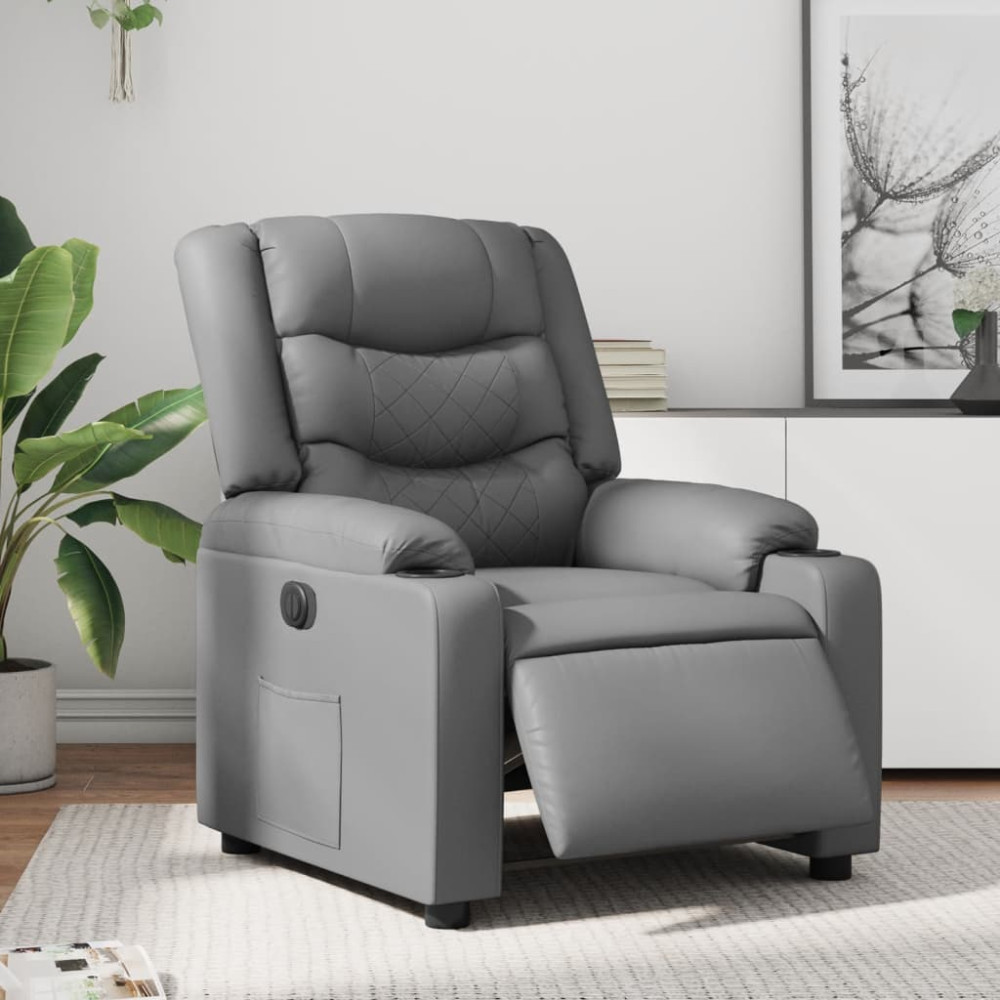 Produktbild för Elektrisk reclinerfåtölj grå konstläder