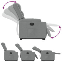 Miniatyr av produktbild för Elektrisk reclinerfåtölj med uppresningshjälp ljusgrå tyg