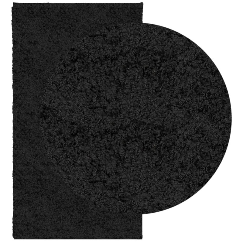 Produktbild för Ryamatta PAMPLONA lång lugg modern svart 60x110 cm