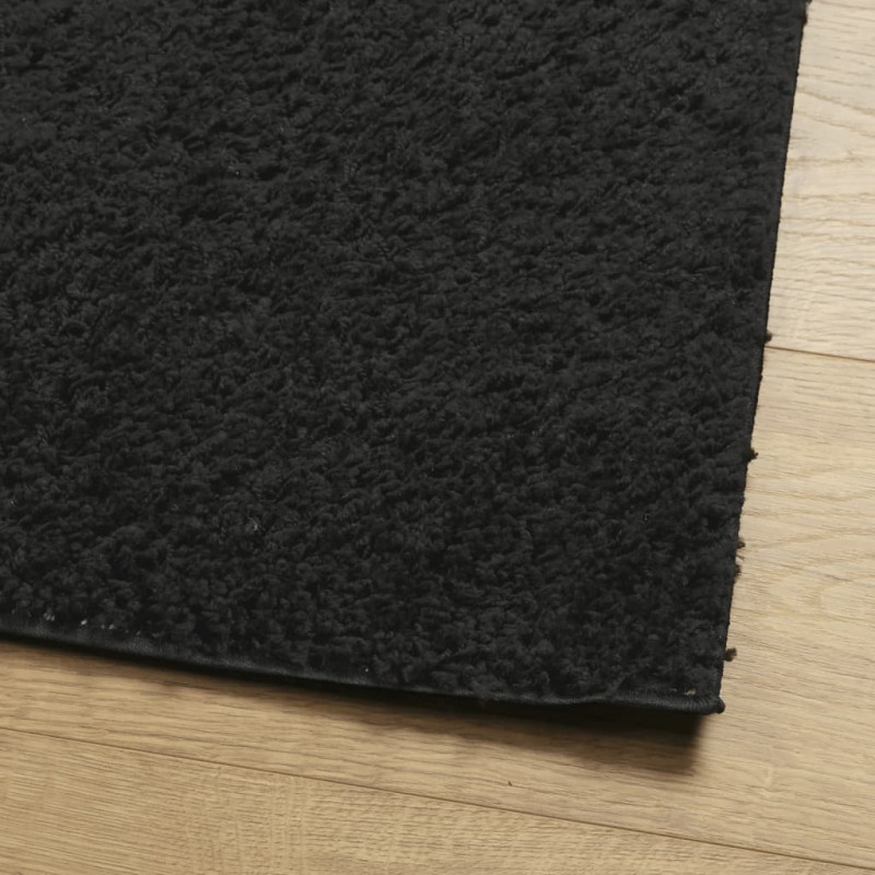 Produktbild för Ryamatta PAMPLONA lång lugg modern svart 60x110 cm