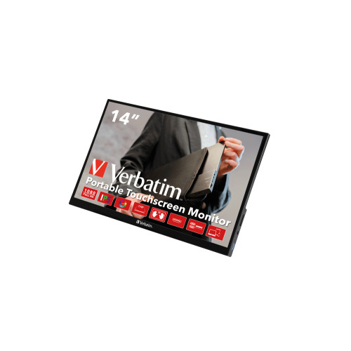 VERBATIM Verbatim 49591 platta pc-skärmar 35,6 cm (14") 1920 x 1080 pixlar Full HD Pekskärm Svart
