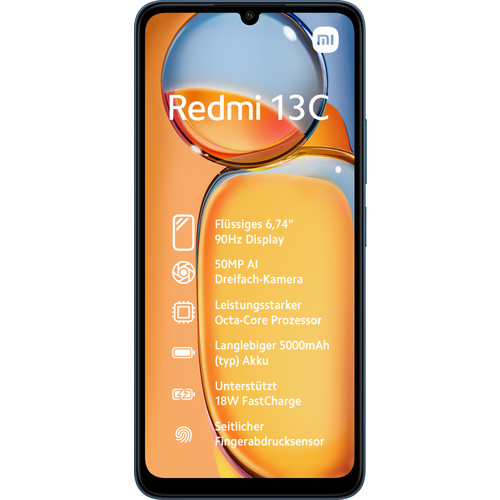 Xiaomi Xiaomi Redmi 13C 17,1 cm (6.74") Dubbla SIM-kort Android 13 4G USB Type-C 4 GB 128 GB 5000 mAh Blå