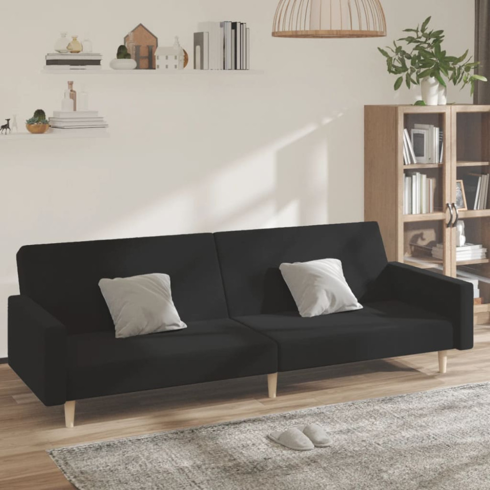 Produktbild för Bäddsoffa 2-sits svart tyg