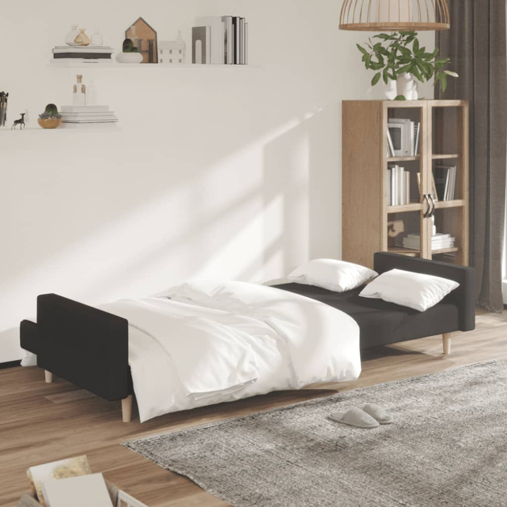 Produktbild för Bäddsoffa 2-sits svart tyg