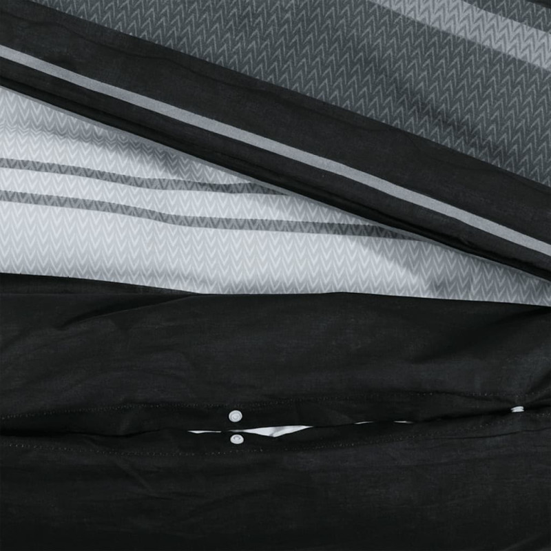 Produktbild för Bäddset svart och vit 220x240 cm bomull