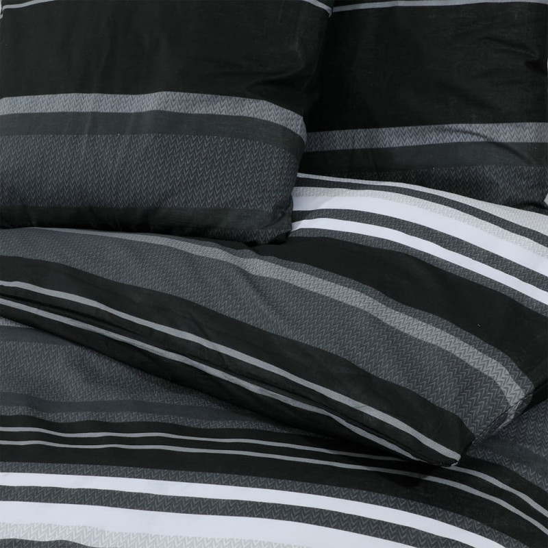 Produktbild för Bäddset svart och vit 220x240 cm bomull