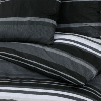 Produktbild för Bäddset svart och vit 155x220 cm bomull