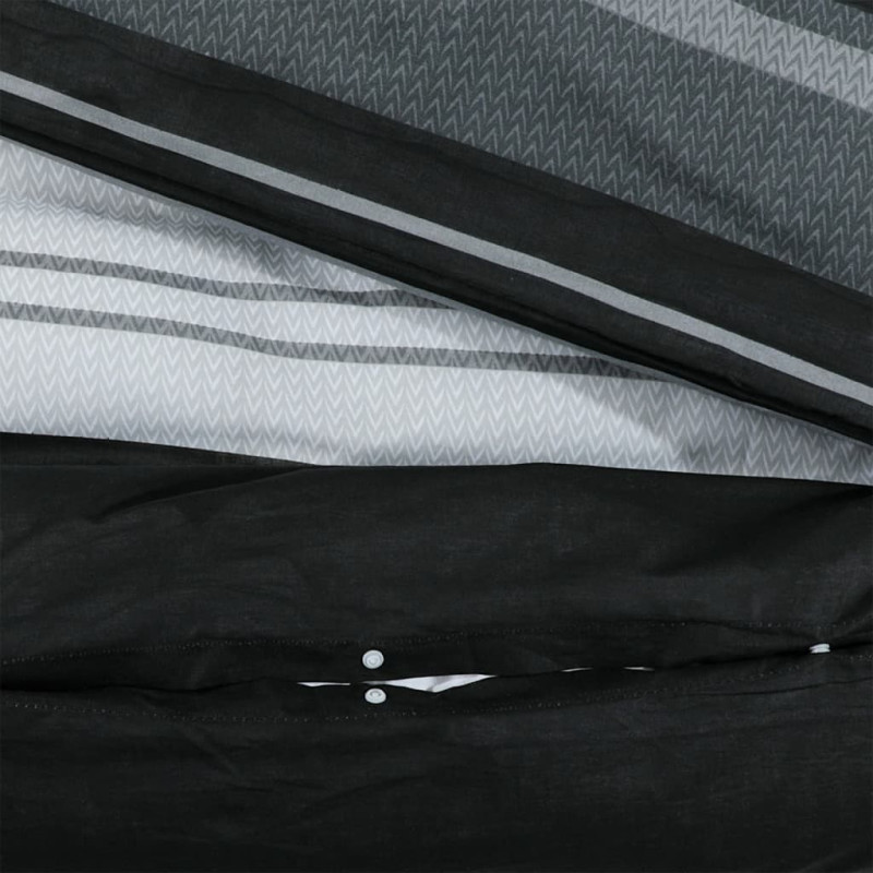 Produktbild för Bäddset svart och vit 200x220 cm bomull