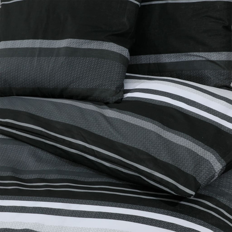 Produktbild för Bäddset svart och vit 200x220 cm bomull