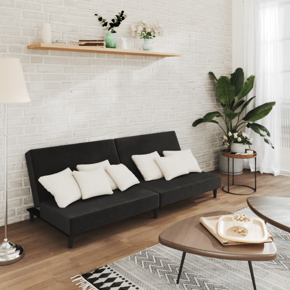 Produktbild för Bäddsoffa 2-sits svart sammet