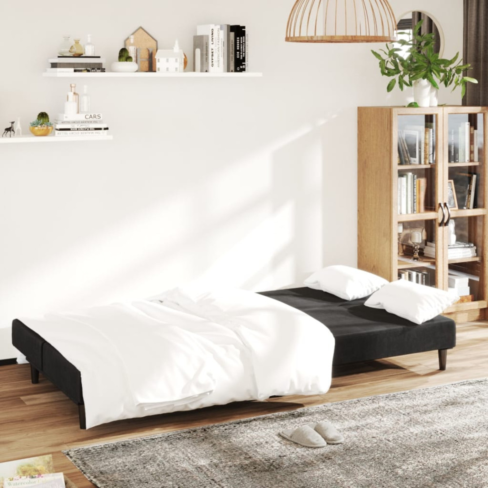 Produktbild för Bäddsoffa 2-sits svart sammet
