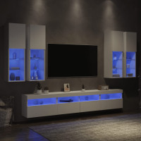 Produktbild för Väggmonterade tv-skåp 7 delar med LEDs vit
