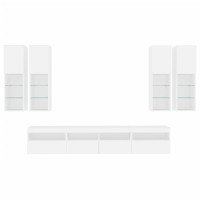 Produktbild för Väggmonterade tv-skåp 7 delar med LEDs vit