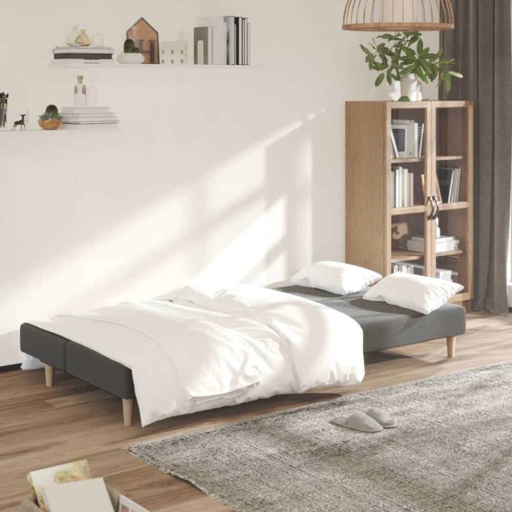 Produktbild för Bäddsoffa 2-sits ljusgrå tyg
