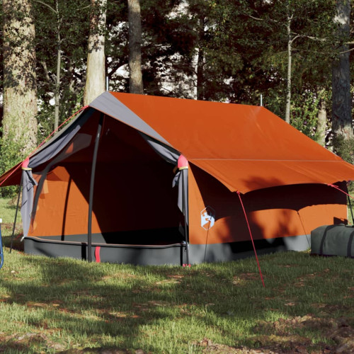 vidaXL Campingtält 2 personer grå orange vattentätt