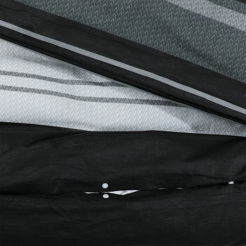 Produktbild för Bäddset svart och vit 140x200 cm bomull
