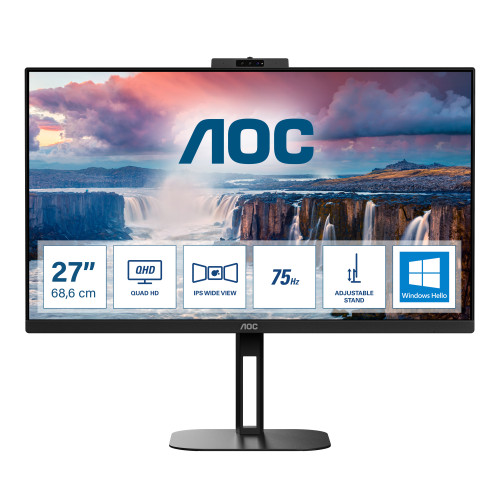 AOC AOC V5 Q27V5CW/BK platta pc-skärmar 68,6 cm (27") 2560 x 1440 pixlar Quad HD LED Svart