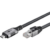 Produktbild för Goobay 70698 kabelomvandlare (hane/hona) USB C RJ-45 Svart, Silver