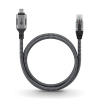 Produktbild för Goobay 70698 kabelomvandlare (hane/hona) USB C RJ-45 Svart, Silver