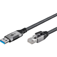 Produktbild för Goobay 70497 kabelomvandlare (hane/hona) USB A RJ-45 Svart, Silver