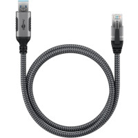 Produktbild för Goobay 70497 kabelomvandlare (hane/hona) USB A RJ-45 Svart, Silver