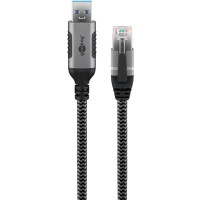Produktbild för Goobay 70499 kabelomvandlare (hane/hona) USB A RJ-45 Svart, Silver