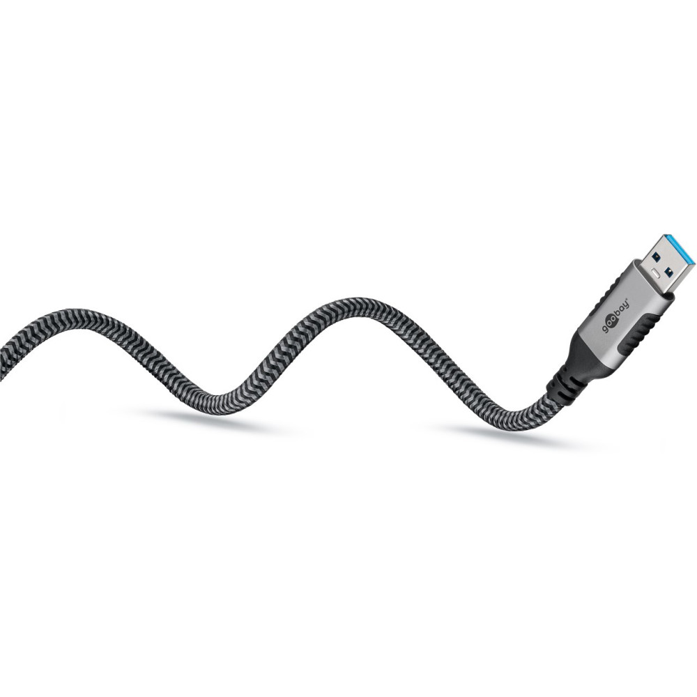 Produktbild för Goobay 70499 kabelomvandlare (hane/hona) USB A RJ-45 Svart, Silver