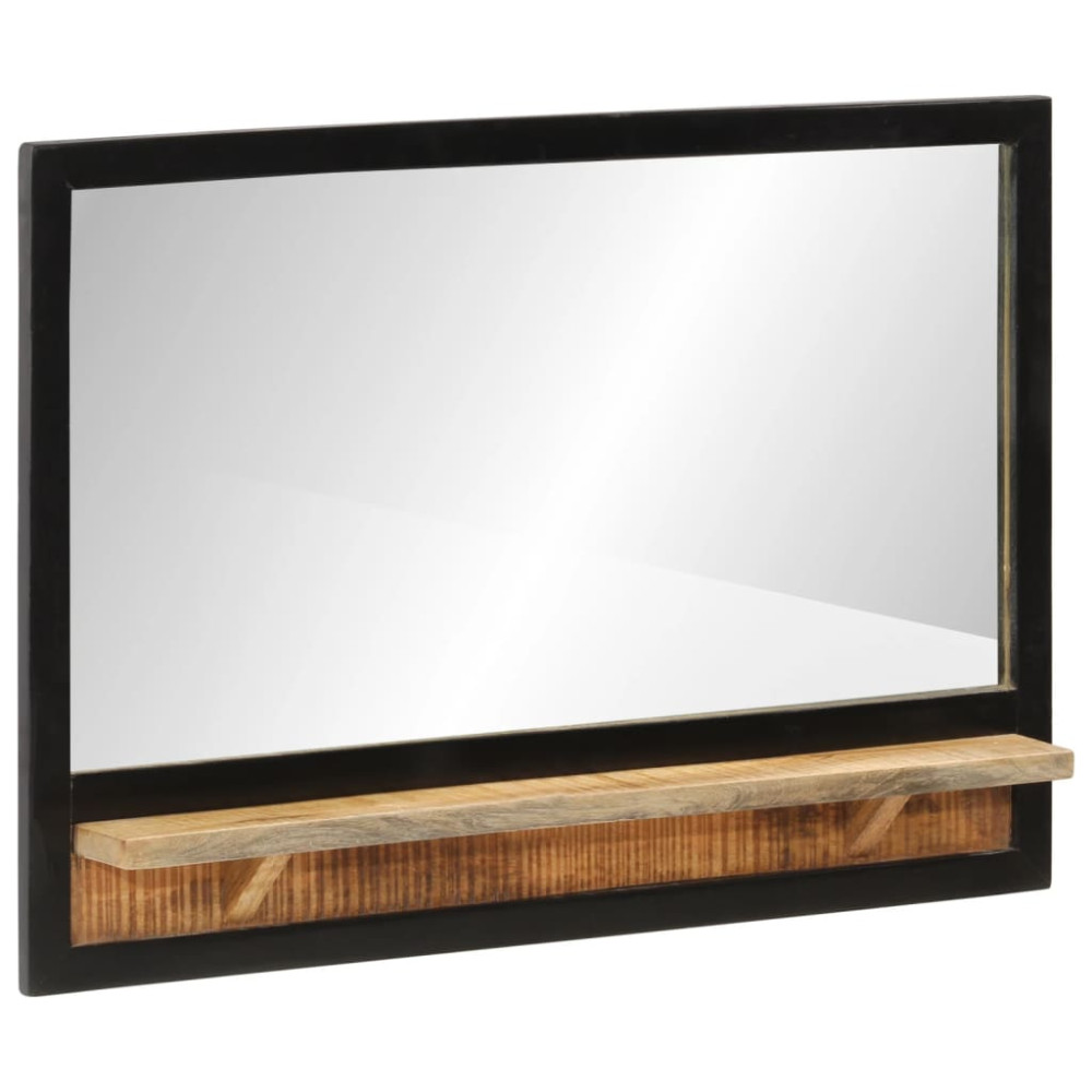 Produktbild för Spegel med hylla 80x8x55 cm glas och massivt mangoträ