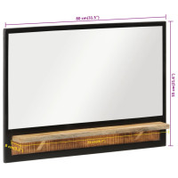Produktbild för Spegel med hylla 80x8x55 cm glas och massivt mangoträ