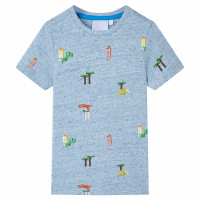 Produktbild för T-shirt för barn blå melange 116