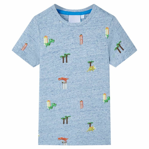 vidaXL T-shirt för barn blå melange 116
