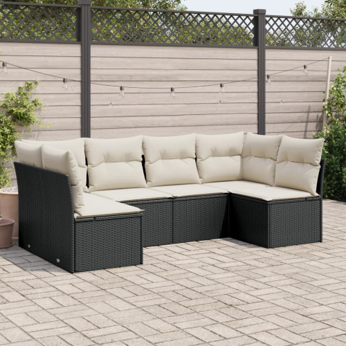 vidaXL Loungegrupp med dynor 6 delar svart konstrotting