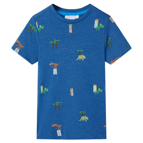 vidaXL T-shirt för barn mörkblå melerad 92