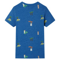 Produktbild för T-shirt för barn mörkblå melerad 92
