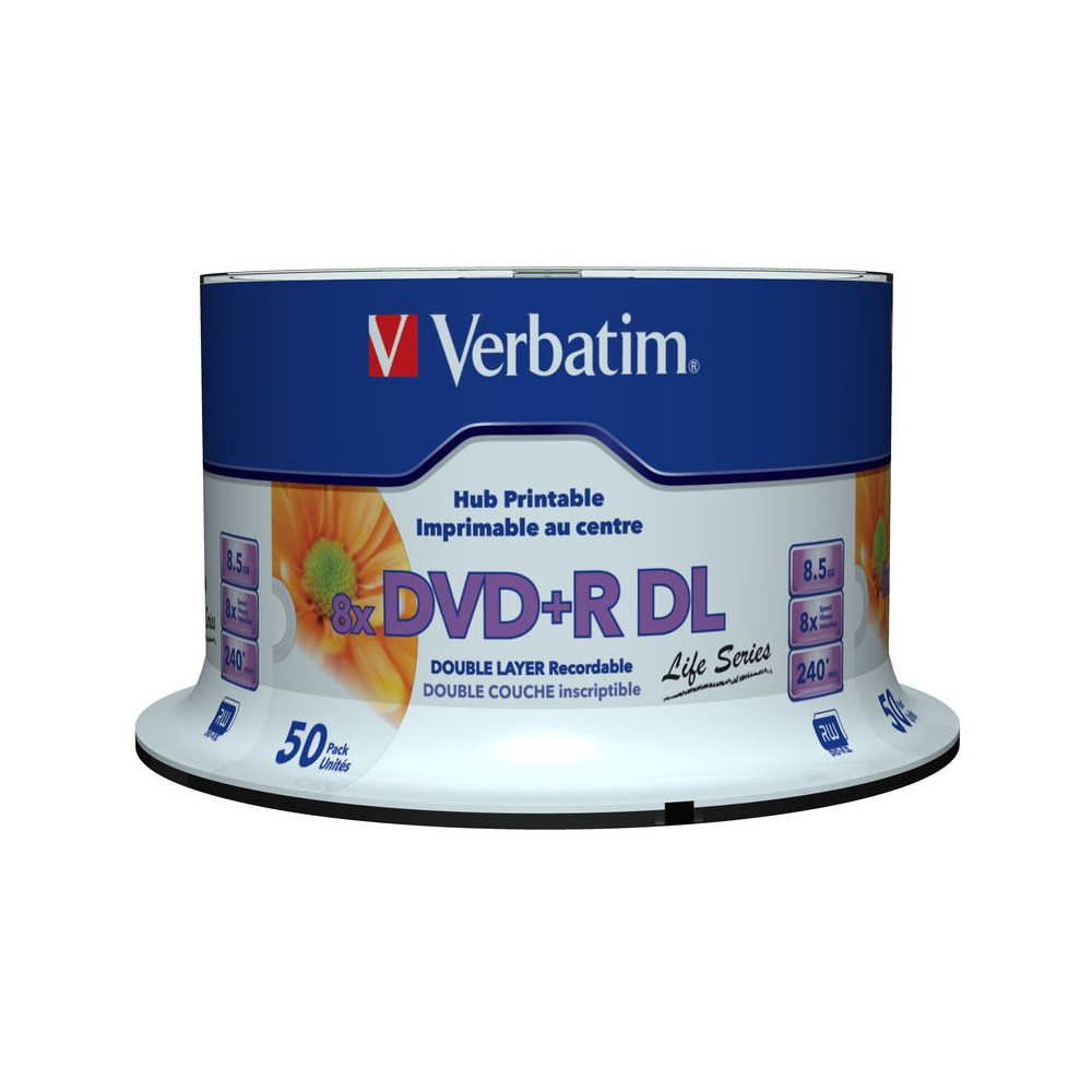 Produktbild för Verbatim 97693 tomma dvd:er 8,5 GB DVD+R DL 50 styck