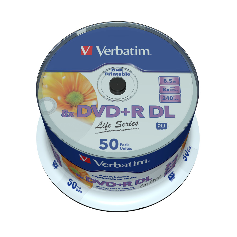 Produktbild för Verbatim 97693 tomma dvd:er 8,5 GB DVD+R DL 50 styck